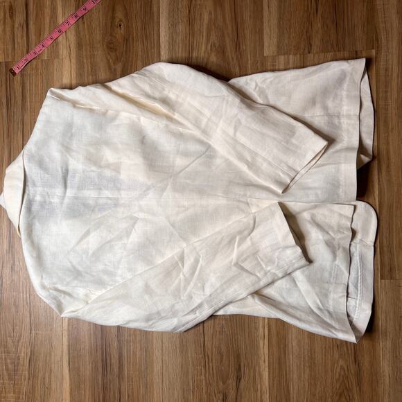 Michael Kors Relaxed Long White Linen Blazer Ruched 3/4 Sleeves Size XL - Picture 7 of 7